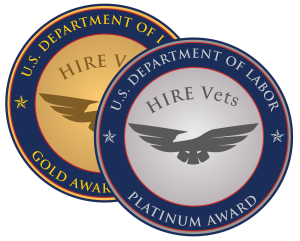 An image of the hire veterans award medallions.